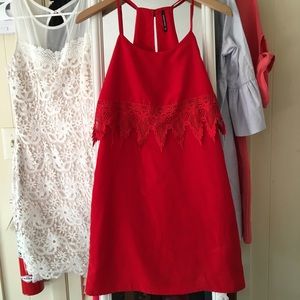 Red Satin Razorback Tank Dress